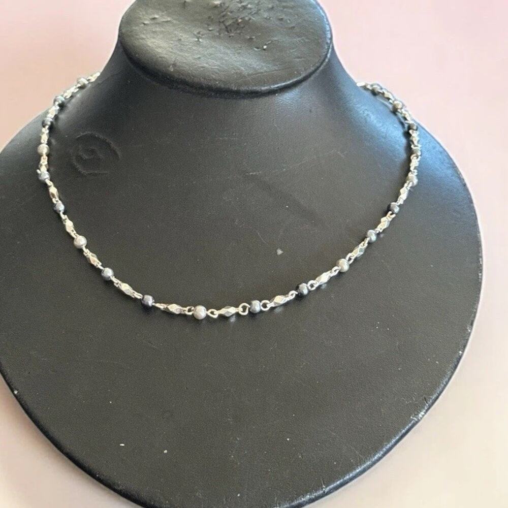 Napier Silver Tone Necklace with Beads Beautiful Dainty 16”